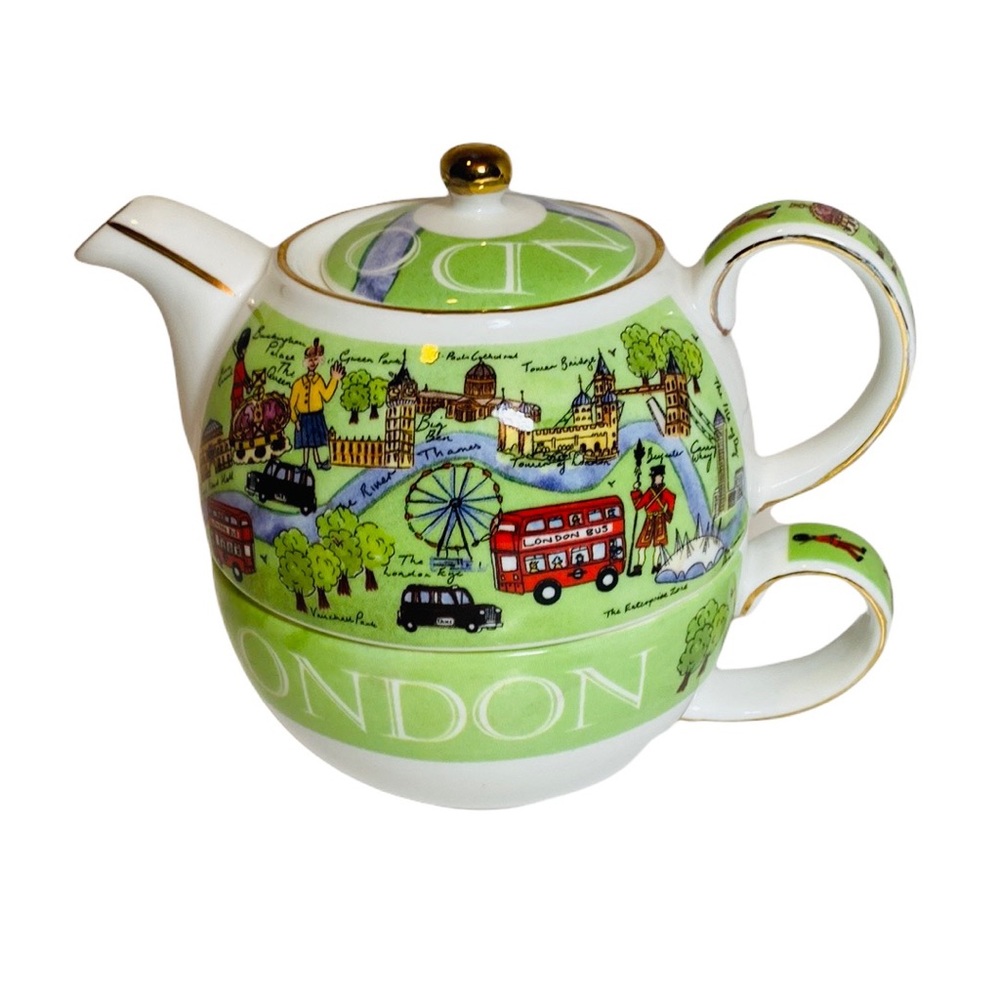 James Sadler London Tour Tea For One Teapot and Tea Cup Set Fine China